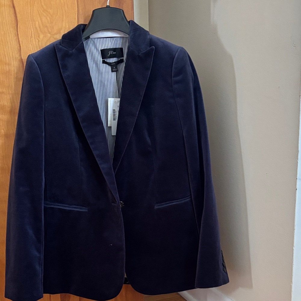 J. Crew Women's Deep Blue Velvet Blazer